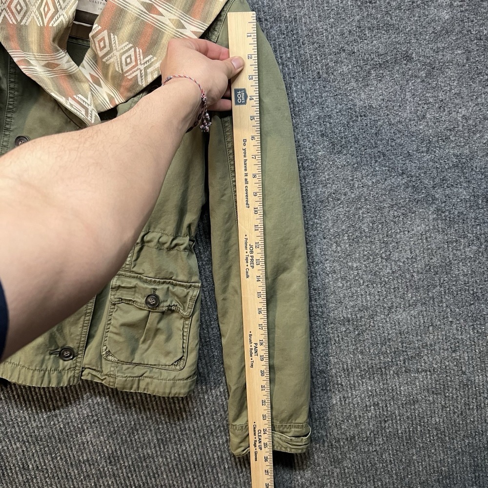 Y2K Hollister Olive Aztec Print Utility Jacket Women's Size Medium Buttons Cinch - Picture 6 of 9